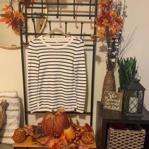 Striped Sweater with Elbow Patch